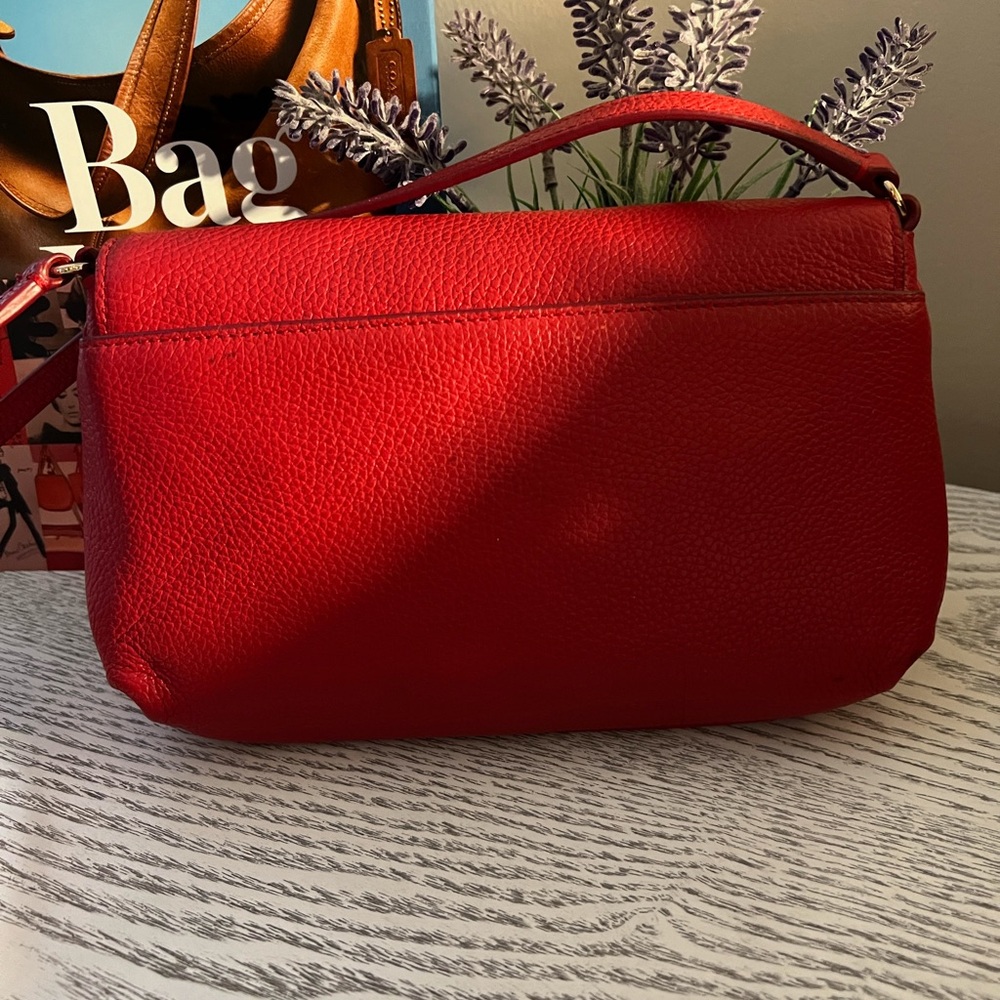 Vintage Coach Red Pebbled Leather Crossbody with Black Leather Tab Clutch - Picture 11 of 13